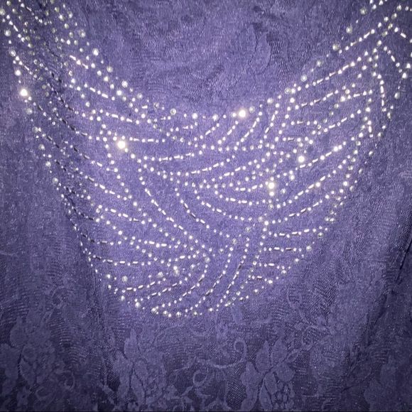 Daytrip Navy Blue Lace Embellished Blouse Medium M - Picture 3 of 8